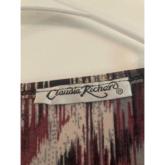 Claudia Richard Size 2X Multicolor Blouse 3/4 Sleeves Elastic Waist - Picture 3 of 3